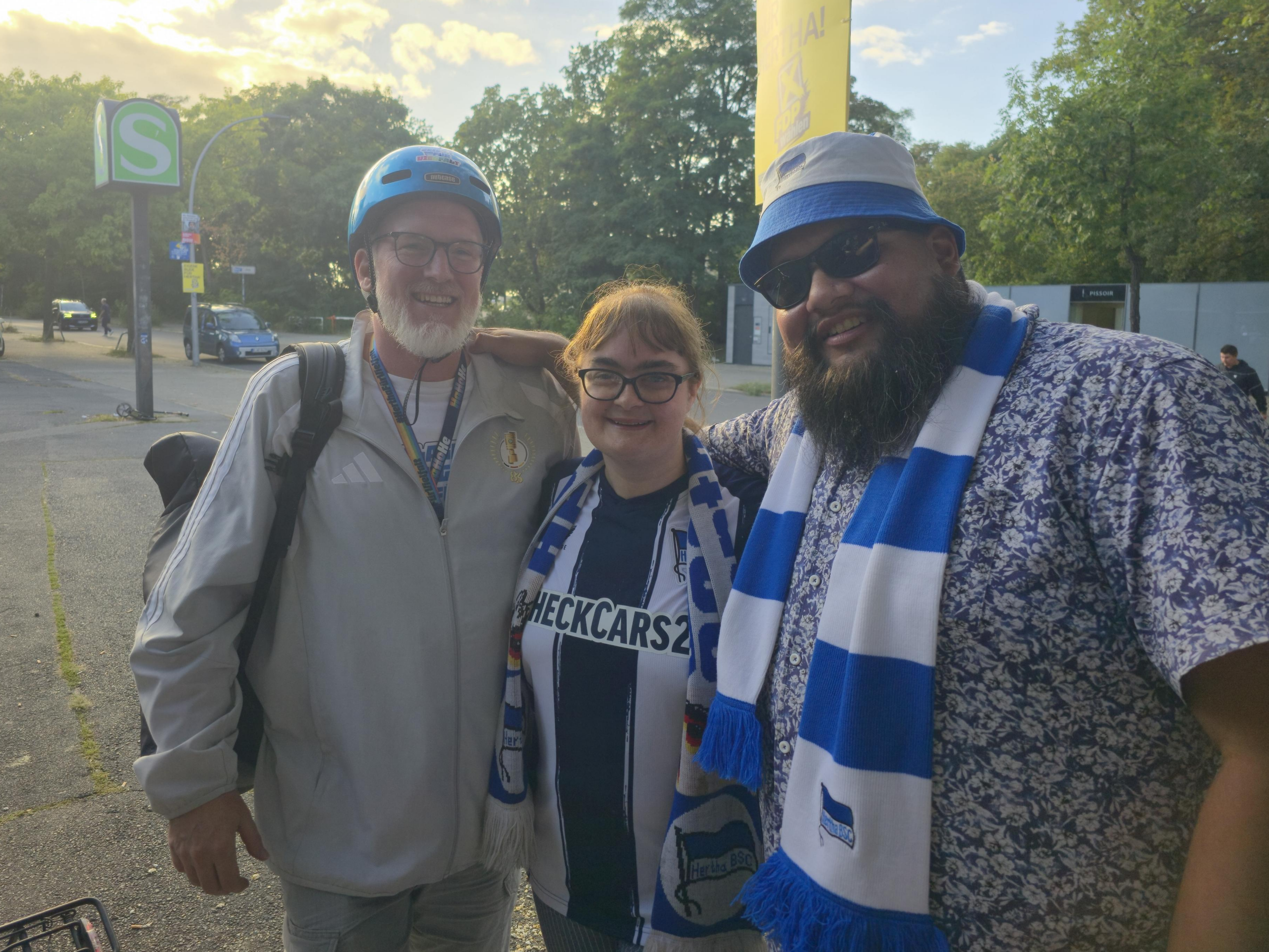 from left: Jan, Rebecca and Joel after the Hertha mens' match at the Rondell.